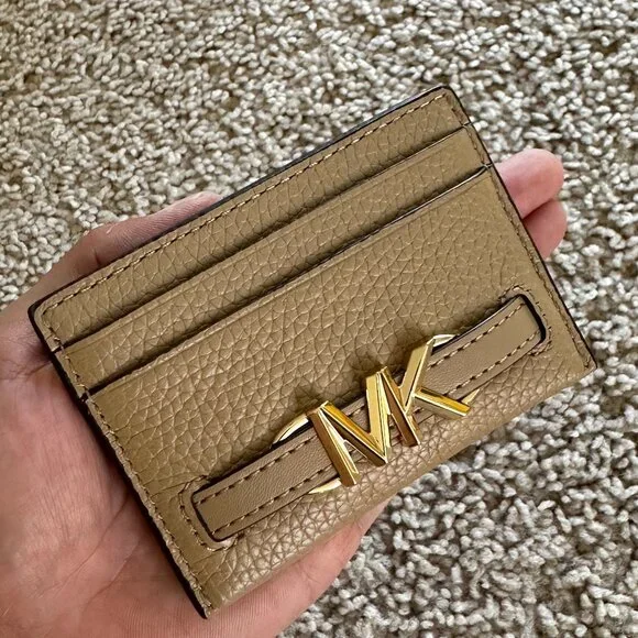 Michaels Kors Reed Large Pebbled Leather Card Case/Camel - Picture 5 of 8